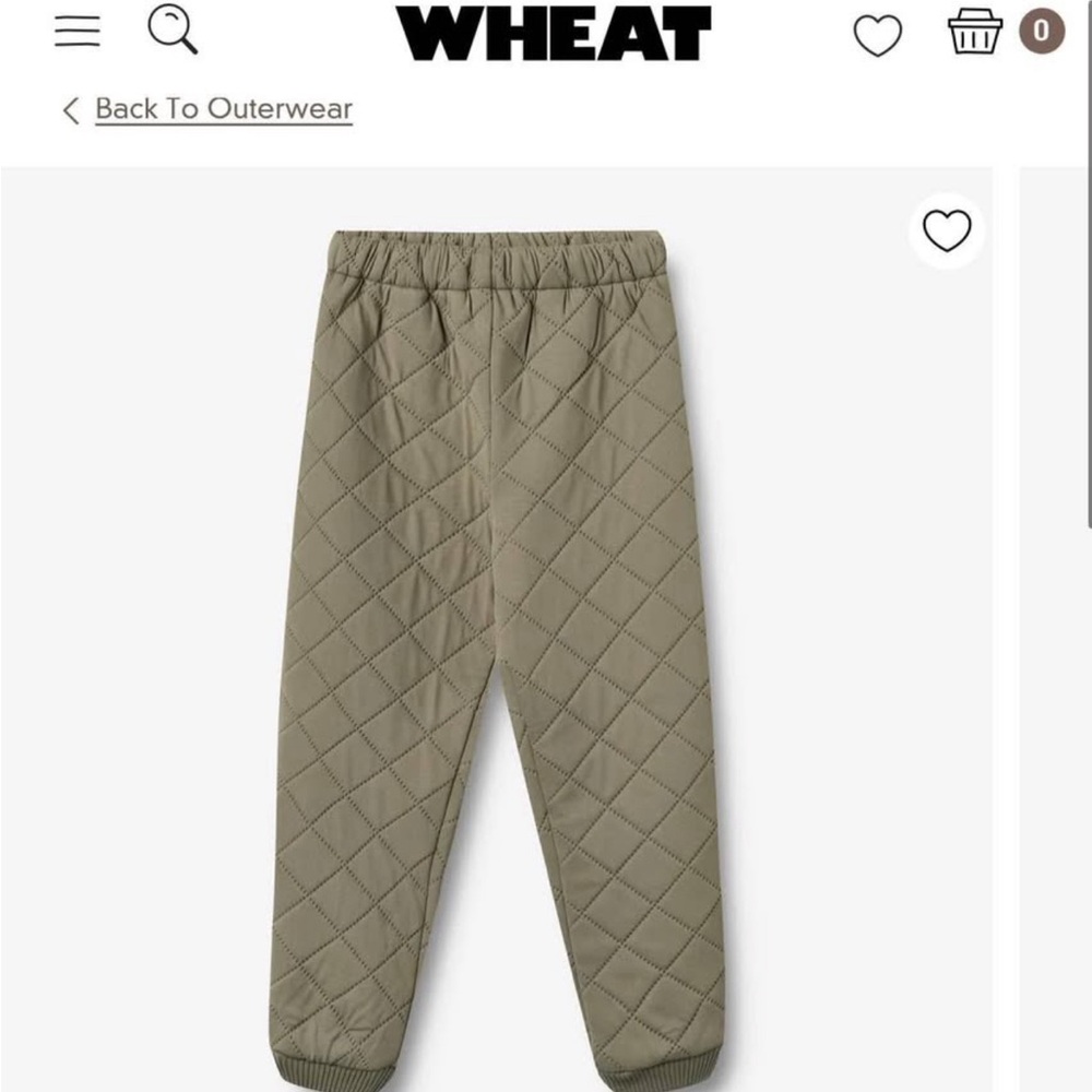 Wheat Kids Quilted Joggers - Olive padded wheat